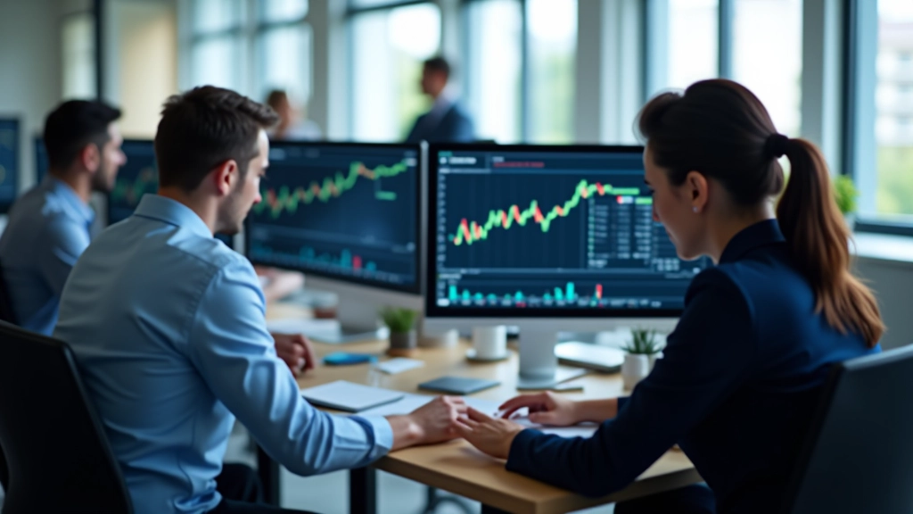 Persone che studiano analisi finanziaria su uno schermo